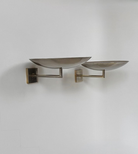 Image 1 of Coppia di applique vintage, metallo cromato, Francia, 1970