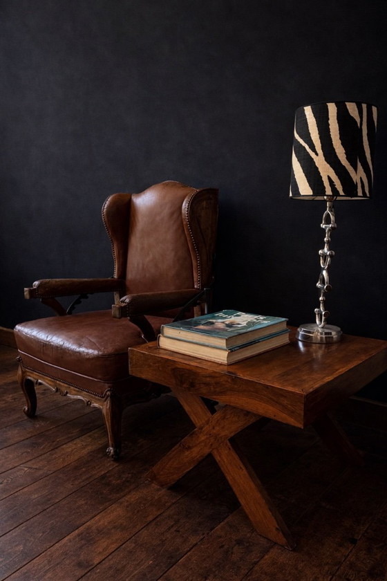 Image 1 of French Reclining Library Armchair in Original Leather, circa 1900