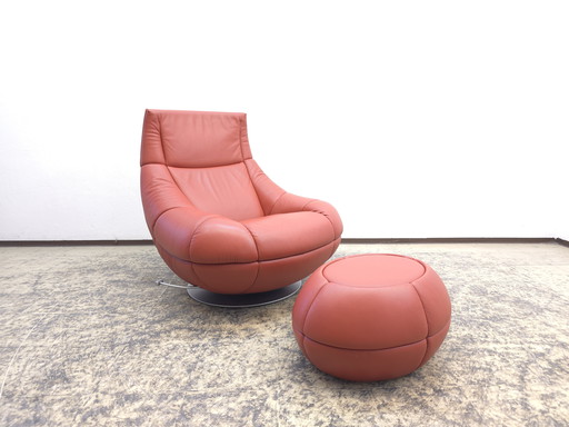 De Sede ds 166 Fauteuil avec tabouret Fauteuil design en cuir Chair Fauteuil pivotant Stool