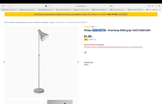 Image 1 of Due lampade da terra Philips in grigio