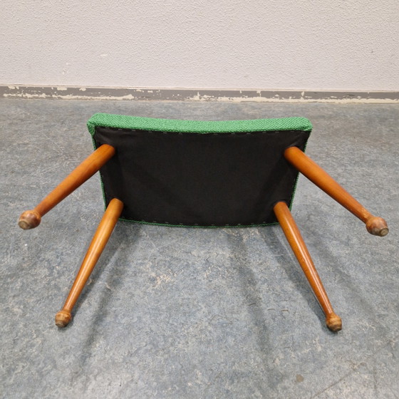 Vintage Footstool Newly Upholstered Ploeg Fabric – Footstools & poufs, Textile, Wood (photo 11 of 13)