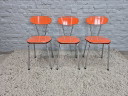 Set of 3 Vintage Design Kitchen Chairs by Brabantia, Orange Striated Formica, The Netherlands, 1960s