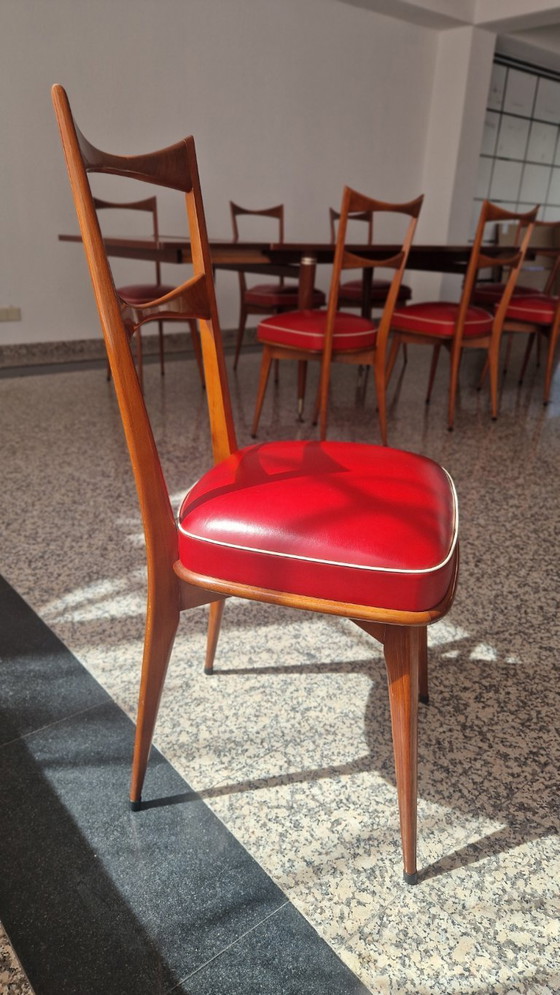 Image 1 of Vintage Mid-Century set of 8 teak chairs