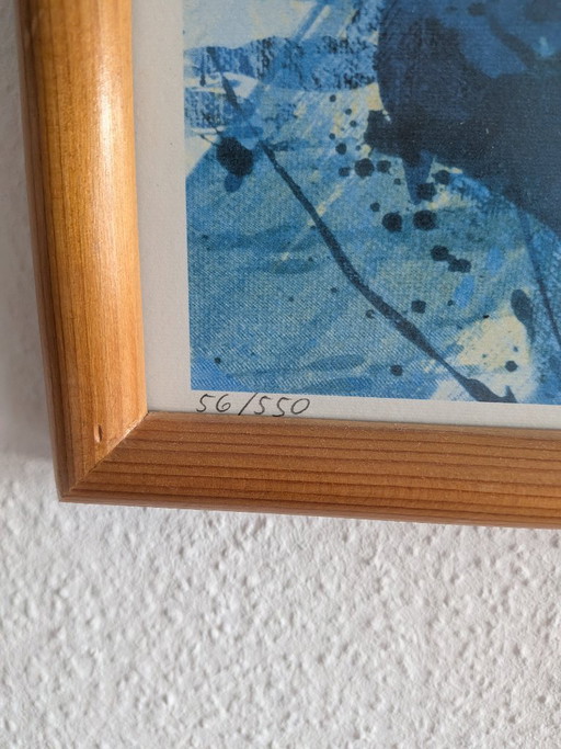 Gran litografía/grabado abstracto a color de Susanne Hauenstein (1999), firmado a mano y enmarcado. (photo 2 of 5)