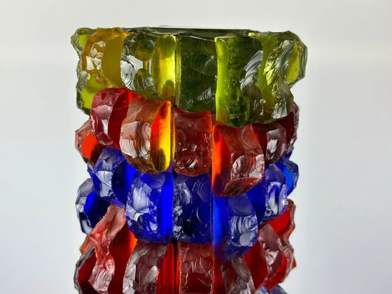 Image 1 of 60s 70s Brutalistische vloerlamp ijzer & glas vloerlamp Mid Century