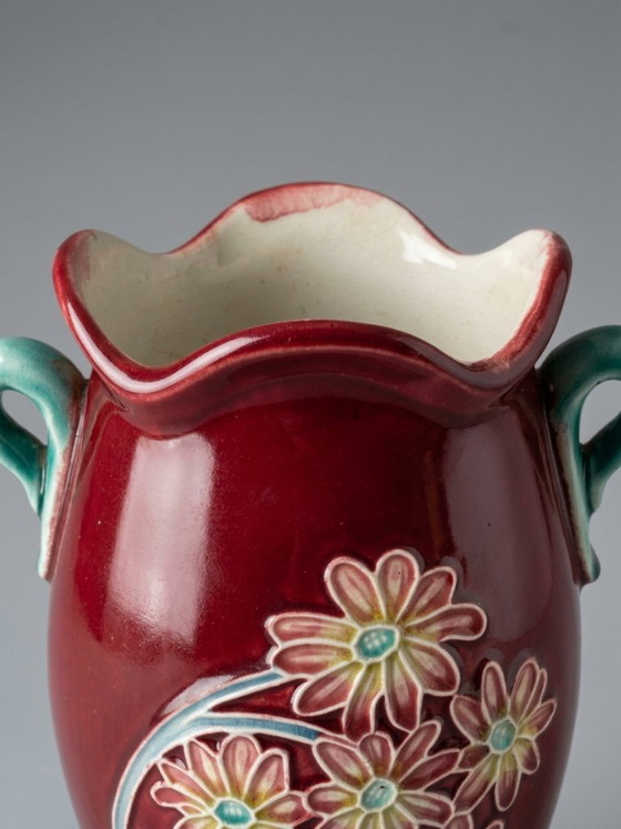 Art Nouveau Faience Vase - De Bruyn – 25 cm – Ceramic (photo 6 of 7)