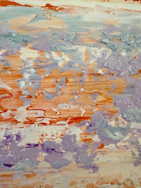 Image 1 of Birch V – Abstract painting with pastel colors and texture | 50x50 cm
