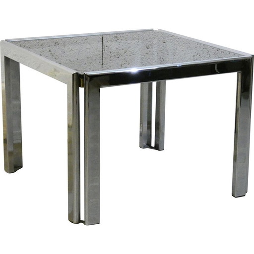 Vintage salontafel van chroomstaal en getint glas, Italië 1970