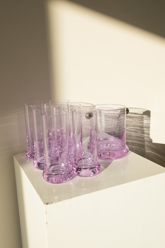 Image 1 of Set da cocktail vintage italiano in lilla con secchiello per il ghiaccio