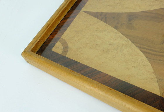Image 1 of beautiful art déco TRAY marquetry from different types of wood 1920s 1930s serving tray