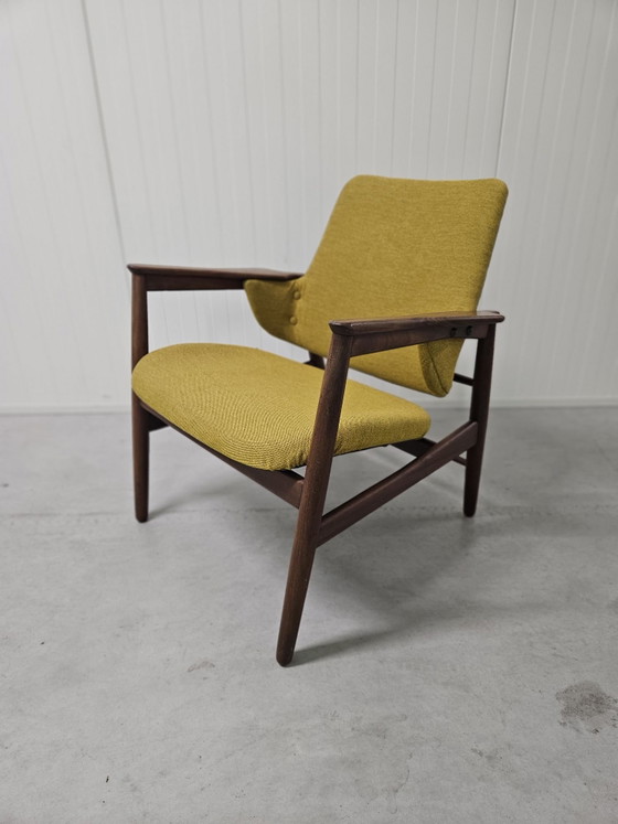 Stunning Armchair by renowned Danish designer Ib Kofod-Larsen, Pastoe, Textile, Wood, Brown (photo 7 of 10)