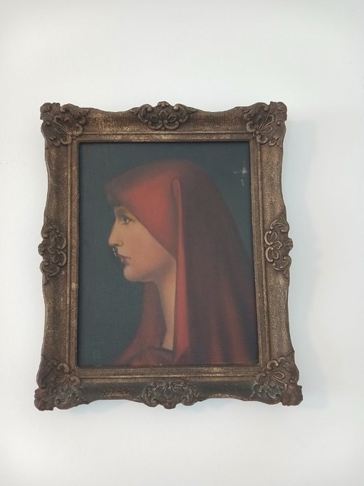 Oud portret naar Jean-Jacques Henner – Fabiola – Henner & LM – 31,5 × 38 cm – schilderijen tekeningen, Other (photo 2 of 6)
