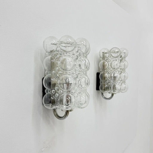 Lot de 2 appliques murales Bubble Glass par Helena Tynell pour Limburg, Allemagne, années 1970