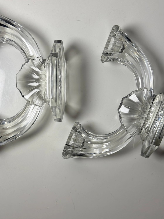 Pair of double Art Deco candlesticks "Imperial" in Crystal – Val Saint Lam – Lambert, Candle holders, Glass (photo 8 of 9)