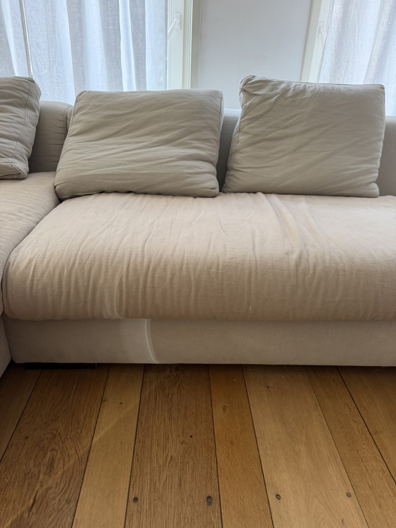 Comfortabele Beige 3-zits Hoekbank van Katoen-Linnen Mix – 3-5 zitsbanken, Cotton (photo 4 of 11)