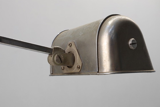 Image 1 of Art-déco-Schreibtischlampe aus Metall und Travertin im Industriestil, Belgien, 1930er Jahre