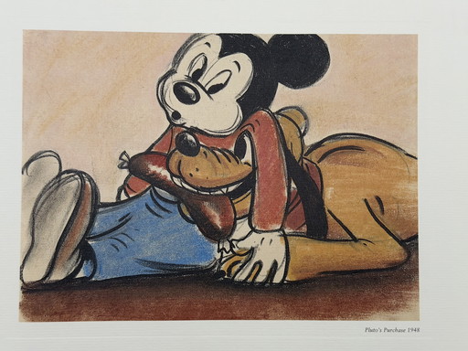 Estampe Disney Mickey et Pluto « L’achat de Pluto en 1948 » – encadrée par un professionnel