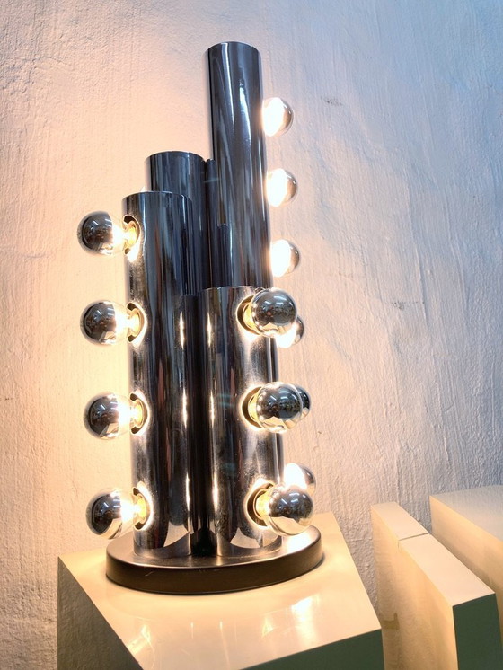 Image 1 of Rare Italian space age design table lamp column lamp 20-light 70s