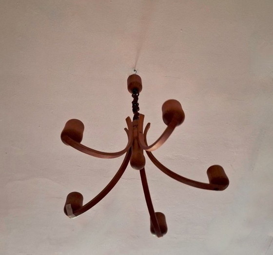 Image 1 of Lampadario in teak ad altezza variabile di Domus, Danimarca, anni '70.