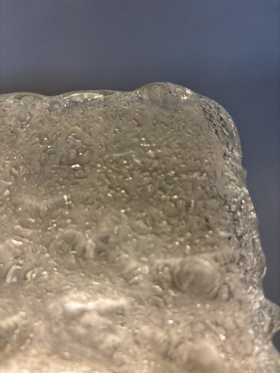 Image 1 of Vintage Hillebrand Ijsglas Plafonnière ijsglas / bubbel textuur (pelle di coccodrillo)