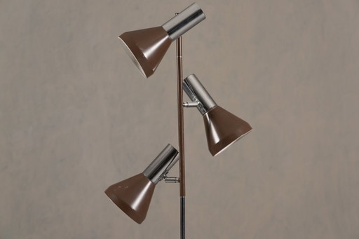 Vintage Brown 3 Bulbs Floor Lamp, Germany 1970's