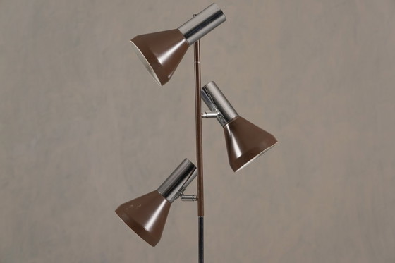 Image 1 of Vintage Brown 3 Bulbs Floor Lamp, Germany 1970's