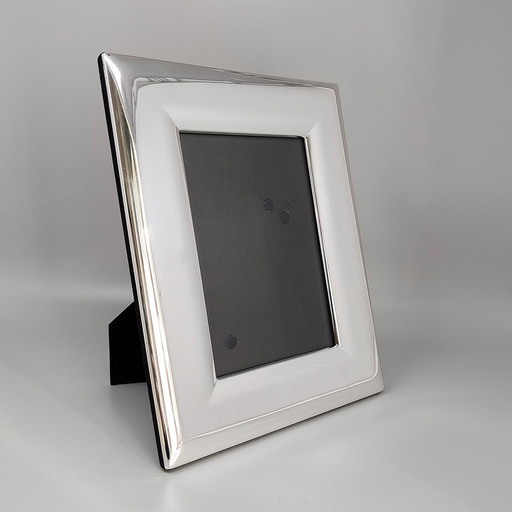 Cadre photo des années 1970 en argent plaqué avec verre, fabriqué en Italie