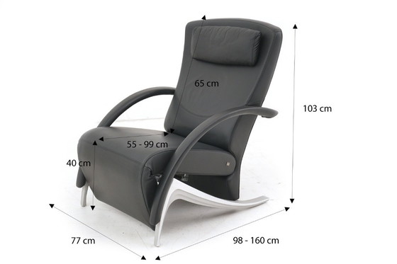 Image 1 of Fauteuil inclinable Rolf Benz 3100 avec fonction Relax, cuir, noir