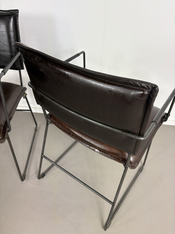4 NovaStyl Collection Brown Leather Dining Chairs – Metal (photo 6 of 15)
