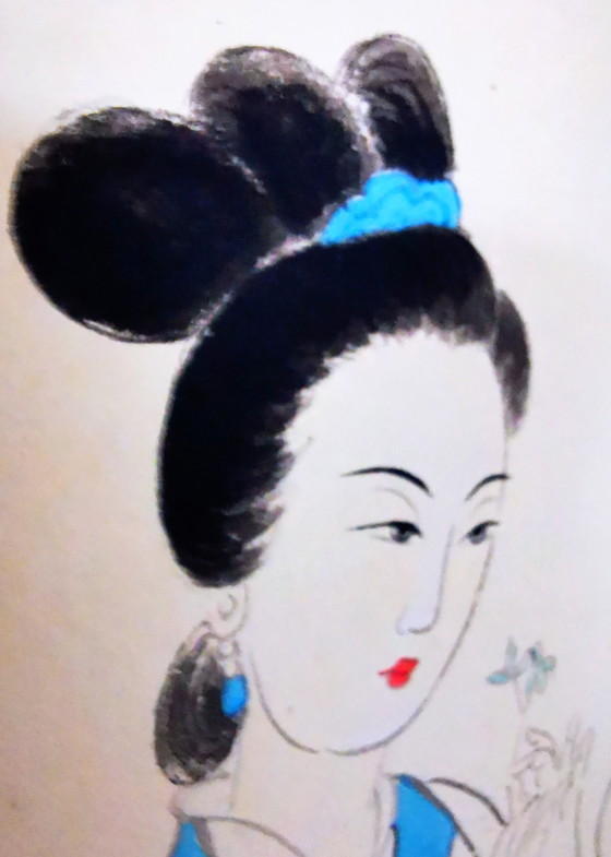 Image 1 of Chinese/Tibetan paper roll "Two Ladies" Chang Dai Chien