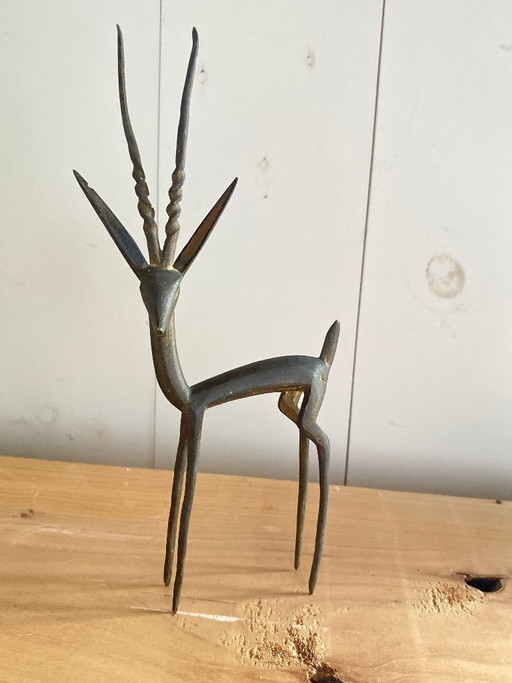 Vintage messing antilope beeldje