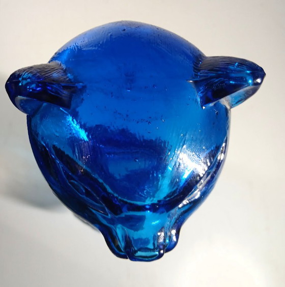 Vintage Italian Cat Decanter – Blue Empoli Glass (37 cm) – Glass & Decanter, Plastic (photo 16 of 16)