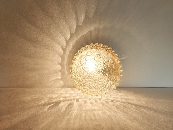 Image 1 of Vintage Wall Glass Sconce / Mid Century Flush Mount Ceiling or Wall Light/ Retro Modern Wall Plafoniere/ Vintage Lightning/ 