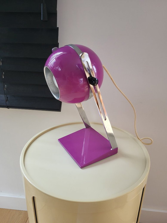 Image 1 of Lámpara de mesa globo ocular de la era espacial acabado púrpura y cromo, años 60