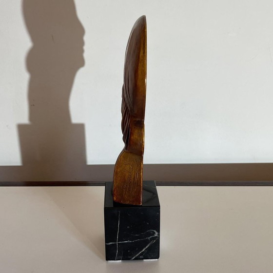 Terracotta Profiel van Garçonne Vrouw door Antonio Banchelli, 1925 – Beeldhouwkunst, Marble, Art Deco (photo 15 of 16)