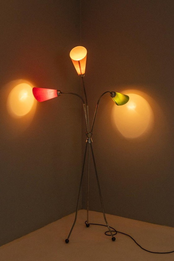 Image 1 of Lámpara de pie de tres brazos, Lidokov, década de 1950-1960, Checoslovaquia