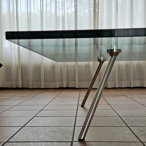 Tavolino da caffè quadrato in vetro della collezione Maupertuus di Henk Vos – salontafels, Glass, Aluminium (photo 2 of 8)