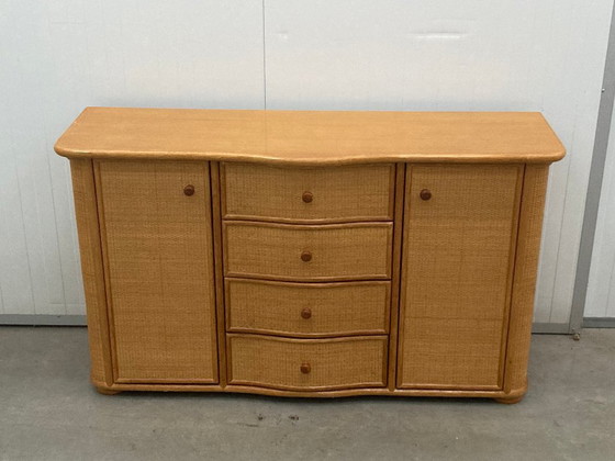 Image 1 of Vintage rattan sideboard with curved drawers, 1970s 