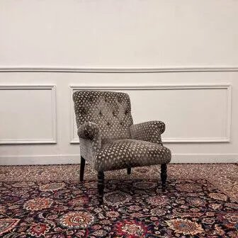Set Chesterfield Sessel Samt gemustert grau (Foto 17 von 20)