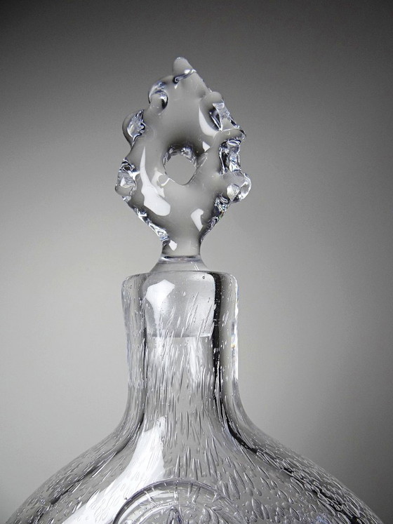Image 1 of Carafe à cognac Daum France croix de Lorraine en cristal bullé, années 1960-70