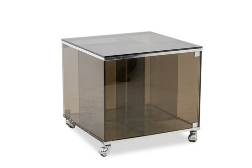 Jansen House. Mobile per dischi in vinile con vetro fumé. Anni '70.