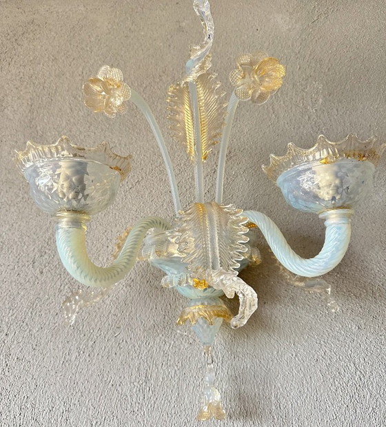 Applique murale Murano irisée vintage, Appliques murales, Métal, Doré (photo 10 sur 11)