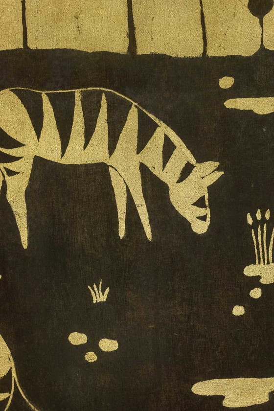 Image 1 of Painted canvas decorated with zebras. Contemporary artist's work