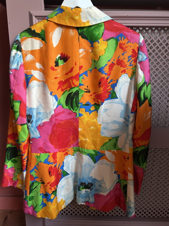 Image 1 of Vintage Moschino Couture zijden blazer – Made in Italy – kleurrijke floral print