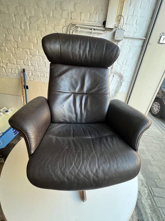 Image 1 of Poltrona, scrivania, pelle e legno. Design ￼