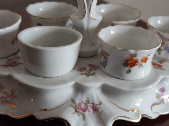 Image 1 of Set of 6 egg cups and serving tray