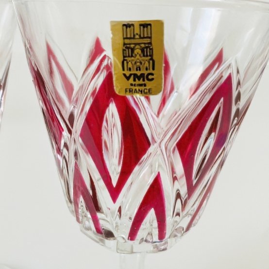 Image 1 of Set vintage VMC France Reims champagne glazen Harlequin 1960's nieuw