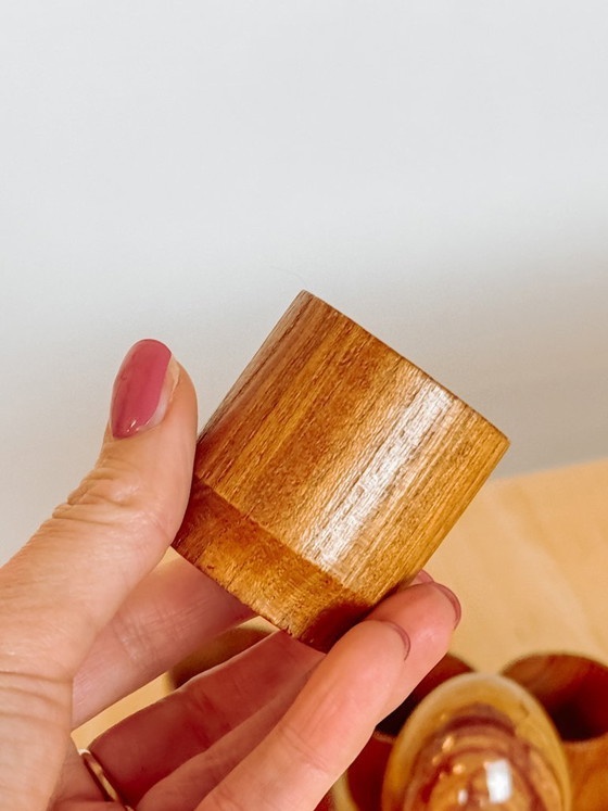 Image 1 of Set of 6 vintage wooden Danish egg cups