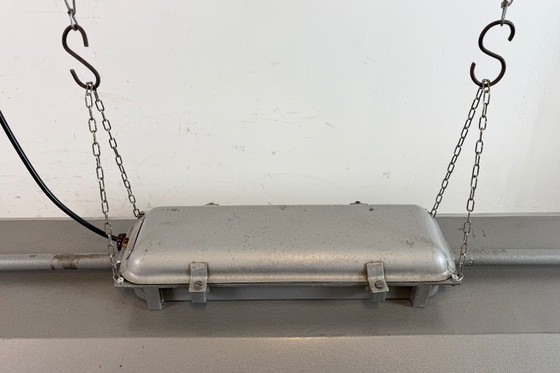 Image 1 of Lampadario industriale grigio a sospensione di Polam Gdansk, anni '70