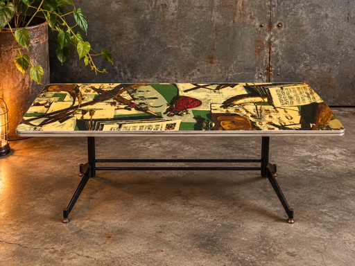 Mid Century Salontafel Jaren 50 In De Stijl Van Fornasetti – Metal (photo 2 of 4)